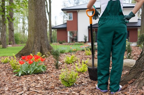 Low-carbon van loaded with gardening tools for urban landscaping